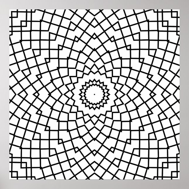 Poster Interlocking Grid Mandala with Angular Flow Art (Frente)