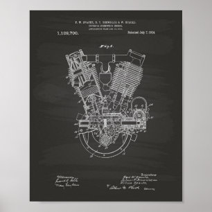 Pôster Internal Combustion Engine 1914 Patent Chalkboard