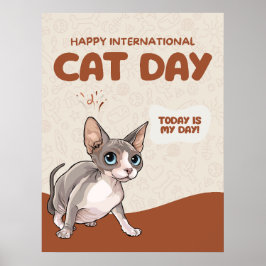 Poster International Cat Day Sphynx Celebration Art