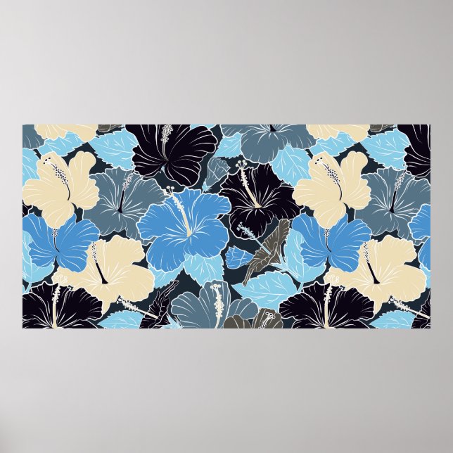 Poster Interseção do fluxo de hibisco estilizado elegante (Frente)