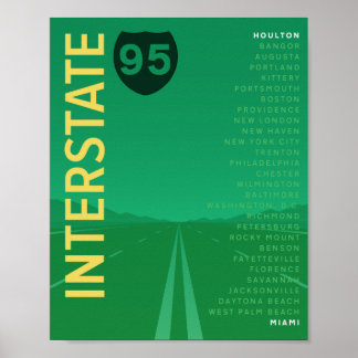 Poster Interstate 95 (I-95) (Verde)