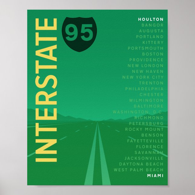 Poster Interstate 95 (I-95) (Verde) (Frente)