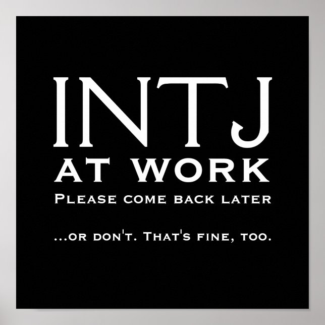 Poster INTJ Myers-Briggs Tipo de Personalidade Independen (Frente)