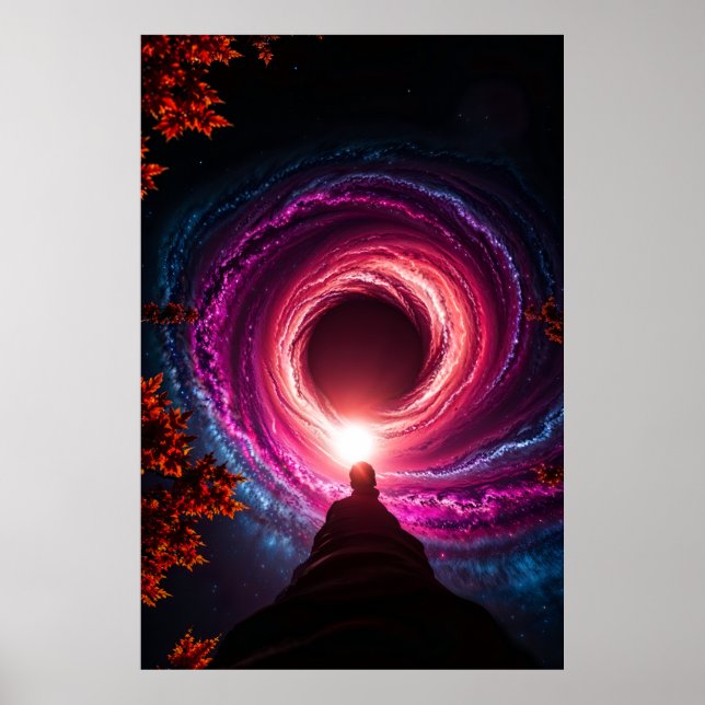 Poster "Into the Abyss — Neon Black Hole Galaxy" Premium  (Frente)