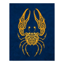 Intrair Cancer Amarelo Zodiac em Azul