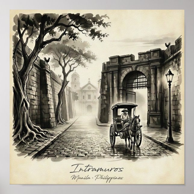 Poster Intramuros Manila Kalesa Património  (Frente)