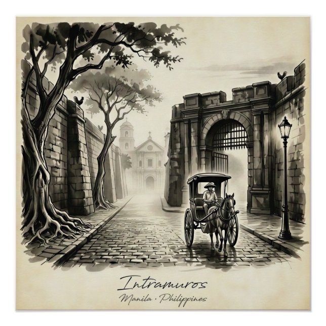 Pôster Intramuros Manila Kalesa Património  (Frente)