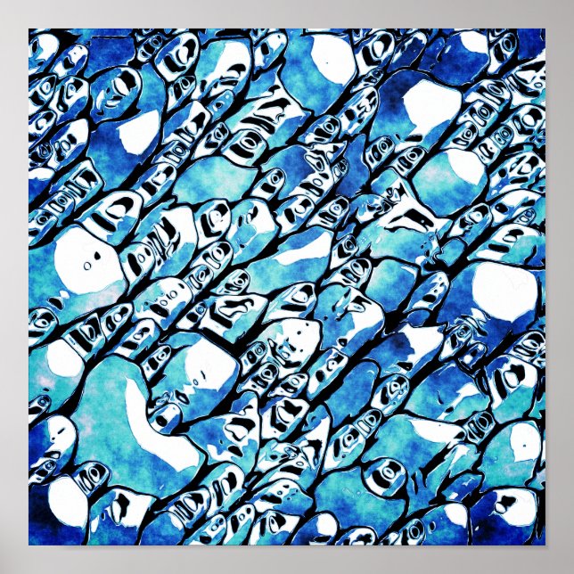 Poster Intricate Blue Abstract Pattern (Frente)