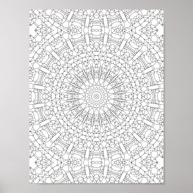 Poster Intricate Kaleidoscope Mandala Coloring Page (Frente)