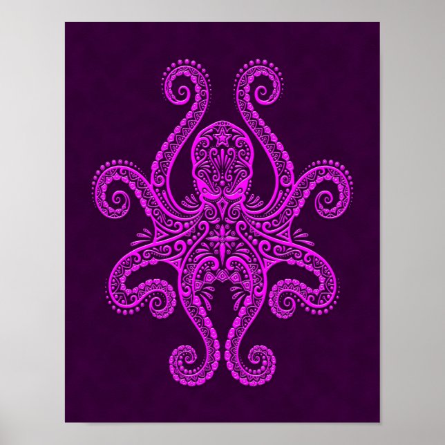 Pôster Intricate Purple Octopus (Frente)
