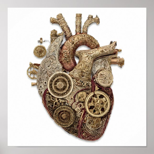 Poster Intricate Steampunk Art: Ornate Organ Clockwork (Frente)