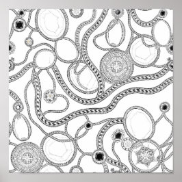 Poster Intricate Wealth Decoupage Template Line Art