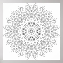 Poster Intrincada Mandala de Filigrana Floral com Anéis S