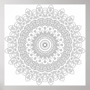 Poster Intrincada Mandala de Filigrana Floral com Anéis S