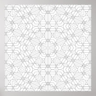 Poster Intrincado Padrão de Mandala de Grade Angular para