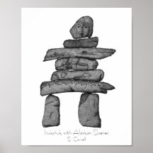 Inukshuk com arte de pontas das Cenas do Alasca