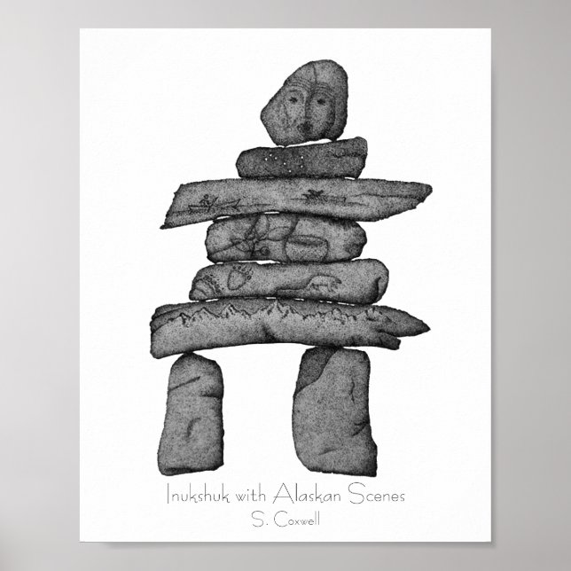 Poster Inukshuk com arte de pontas das Cenas do Alasca (Frente)