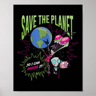 Poster Invader Zim Earth Day Salve O Planeta Para Que Eu 