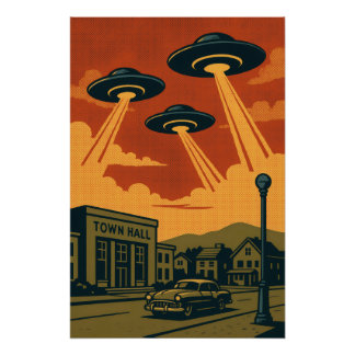 Pôster Invasão de Alienígena MCM de pop Art
