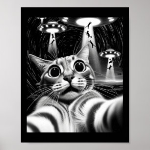 Poster Invasão de Ufo de Gato _ Meme de Gato Engraçado Ga