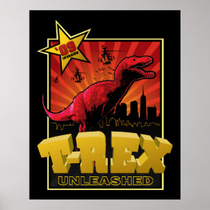 Poster Invasão do dinossauro de Rex do tiranossauro