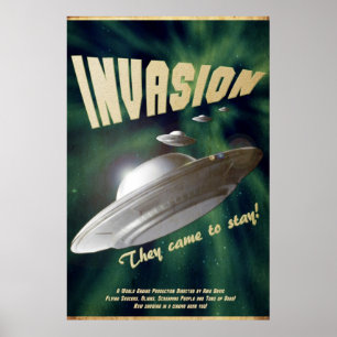 Pôster Invasão do UFO - cartaz cinematográfico do vinta
