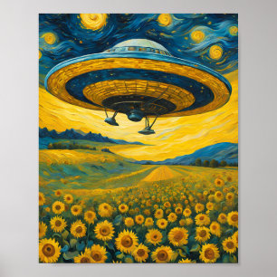 Poster Invasão espacial noturna estelar - Arte surreal