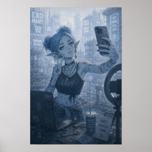 Poster Inveja / Blogueiro / Cidade de Luzes de Neon Poste