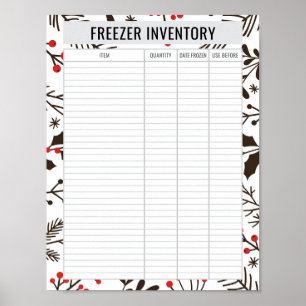 Poster Inventário de Freezer Imprimível em Papel 8.5x11