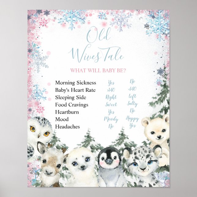 Poster Inverno Animal Artics Gender Reveal Old Wives Tale (Frente)