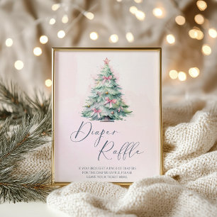 Poster Inverno cor-de-rosa Bebê está frio fora da rifa de
