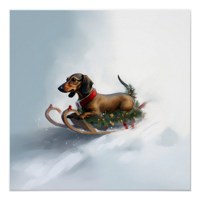 Pôster Inverno de neve de Natal Dachshund (Frente)