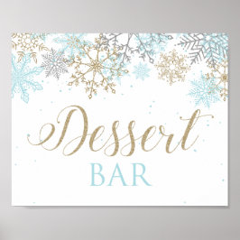 Poster Inverno de Onederland Dessert Bar Sinal Azul Floco