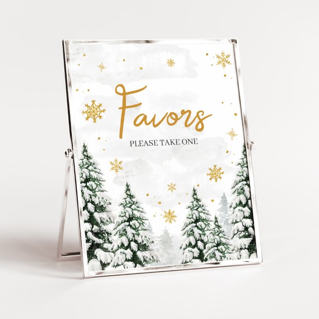 Poster Inverno É Frio Fora dos Favores (Gender Neutral Snowflake Baby Shower Favors Sign)