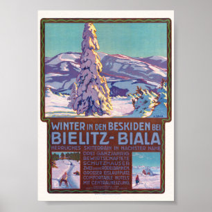 Poster Inverno em Bielitz-Biala Cartaz Vintage 1910