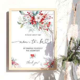 Poster Inverno Floral Chá de fraldas Endereço um Envelope