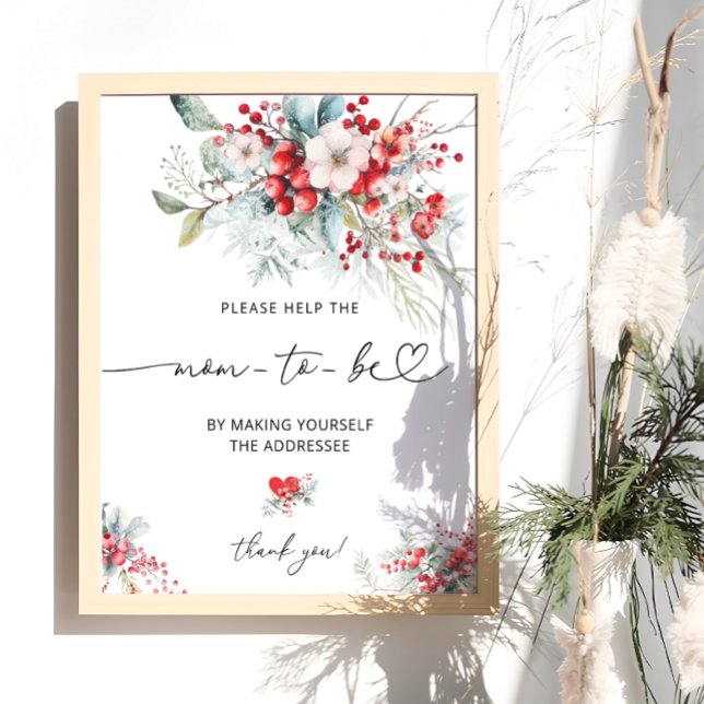 Poster Inverno Floral Chá de fraldas Endereço um Envelope (Criador carregado)