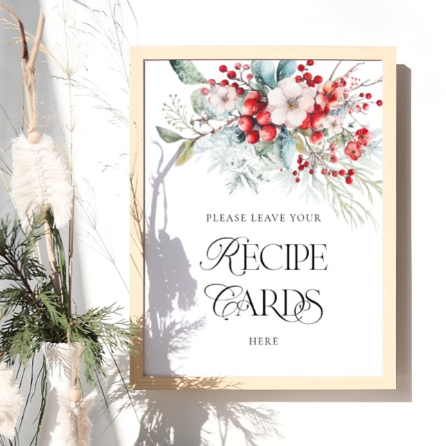 Poster Inverno Floral Deixe sua placa de receita aqui (Criador carregado)