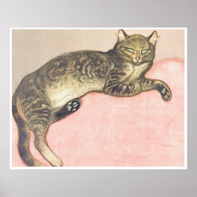 Poster Inverno: Gato em uma almofada por Theophile Steinl (Frente)