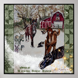 Poster inverno na fazenda caminhada