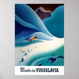 Poster Inverno na Iugoslávia, viagens vintage