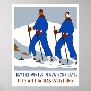 Pôster Inverno New York do esqui WPA 1938
