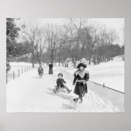 Poster Inverno no Central Park, 1900. Foto Antiga
