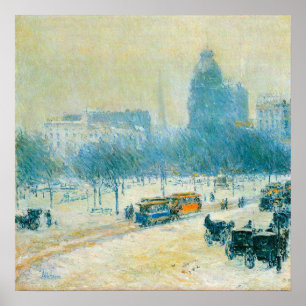 Pôster Inverno no quadrado da união por Childe Hassam