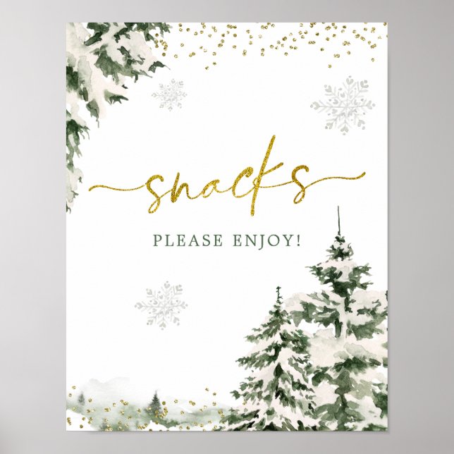 Poster Inverno Onederland Forest Primeiro Aniversário (Frente)