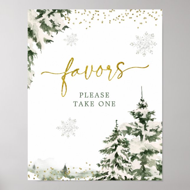 Poster Inverno Onederland Forest Primeiro Favor de Aniver (Frente)