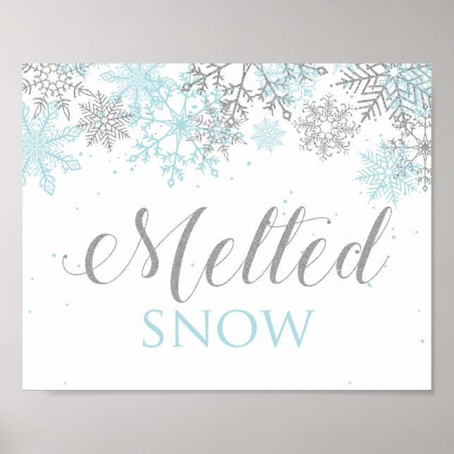 Poster Inverno Onederland Neve Derretida Azul Prata (Frente)