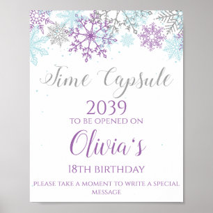 Poster Inverno ONEderland - Sinal de cápsula prata roxa