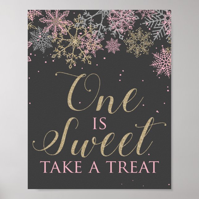 Poster Inverno Onederland Um é Doce Pegue um presente sin (Frente)