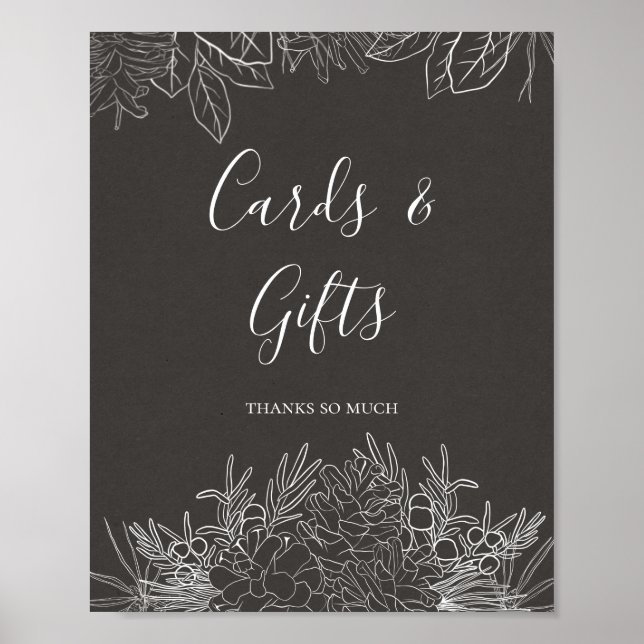 Poster Inverno Rústico | Sinete de Carvão e Presentes (Frente)